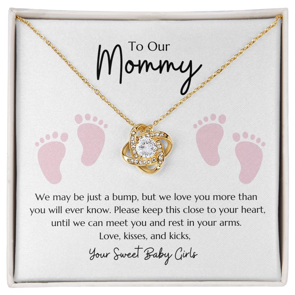 Love Knot Necklace "To my Mommy - From Twin Girls"