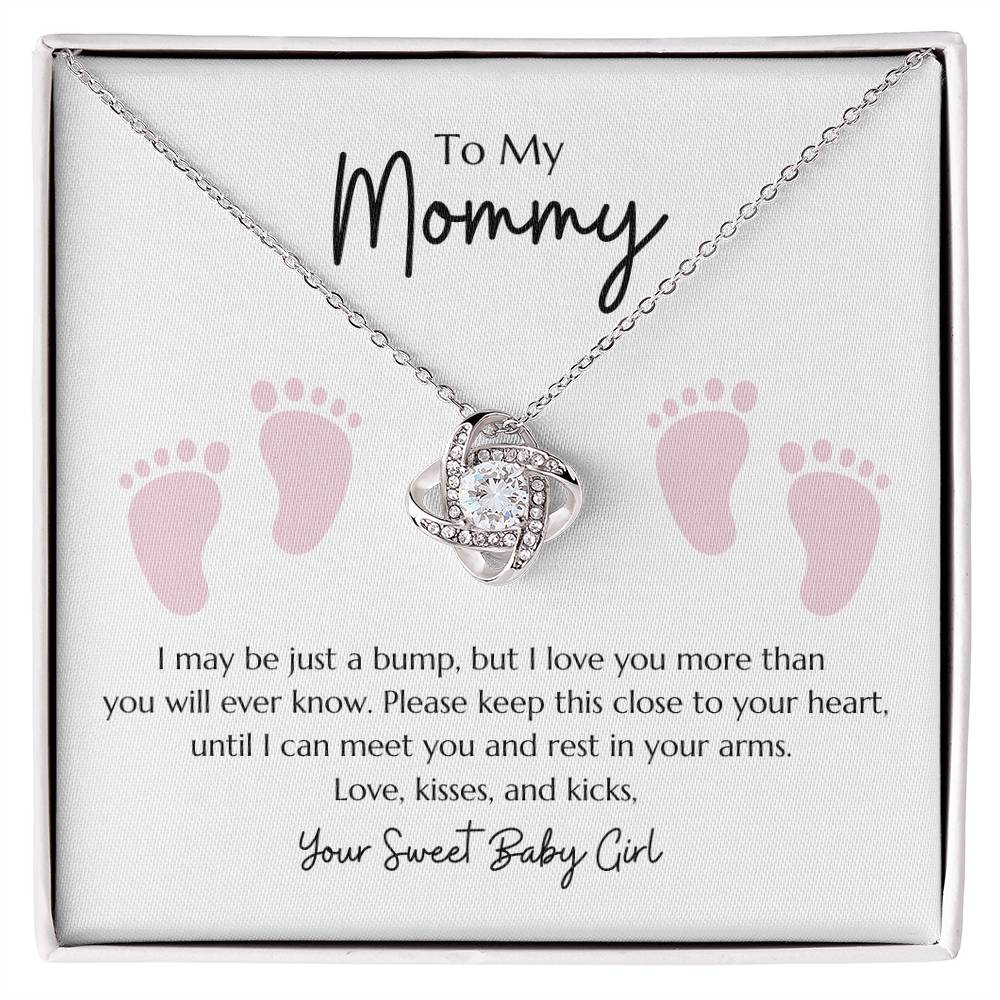 Love Knot Necklace "To my Mommy - From Baby Girl"
