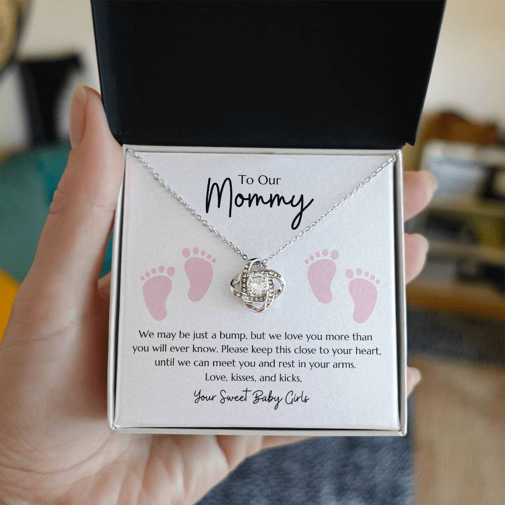 Love Knot Necklace "To my Mommy - From Twin Girls"