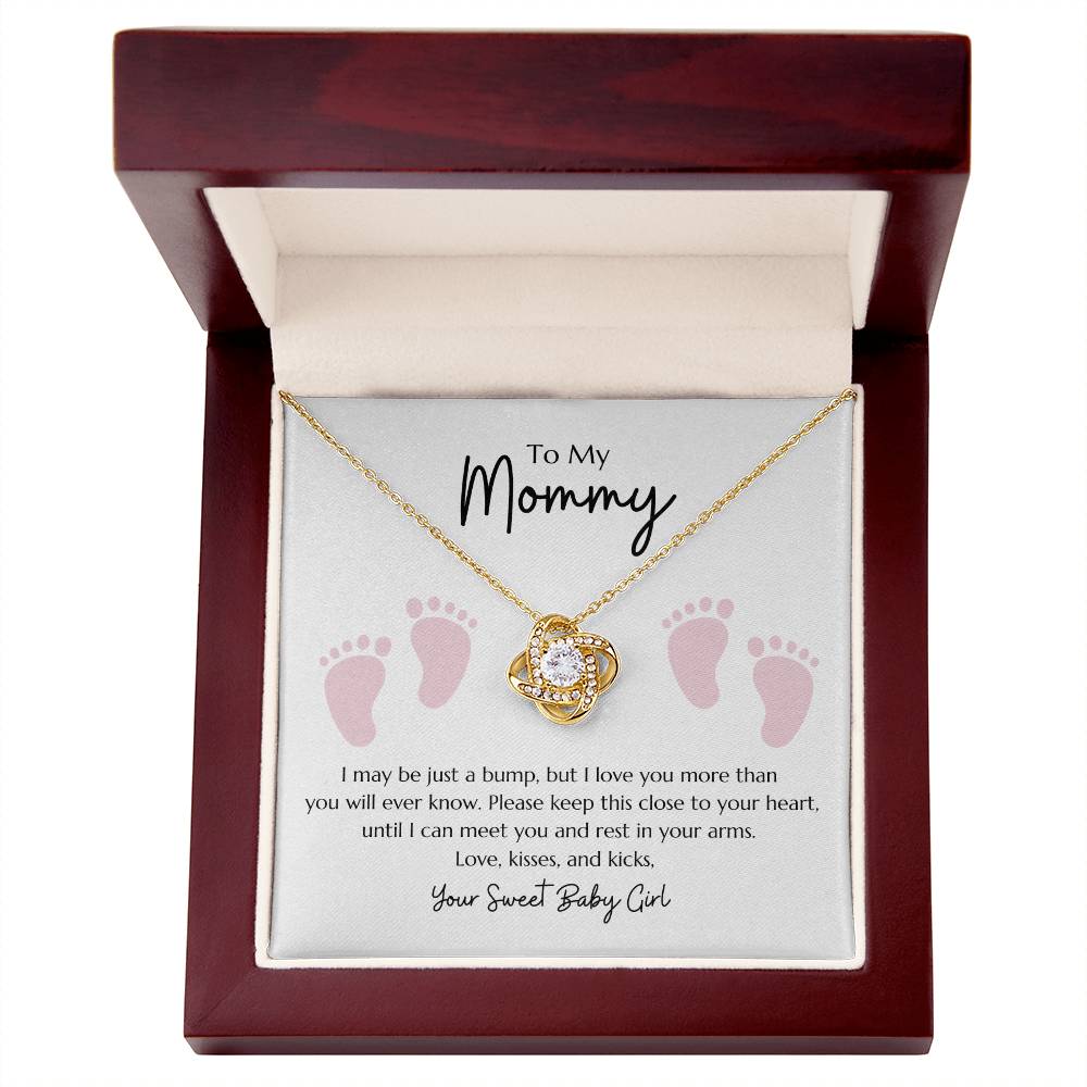Love Knot Necklace "To my Mommy - From Baby Girl"