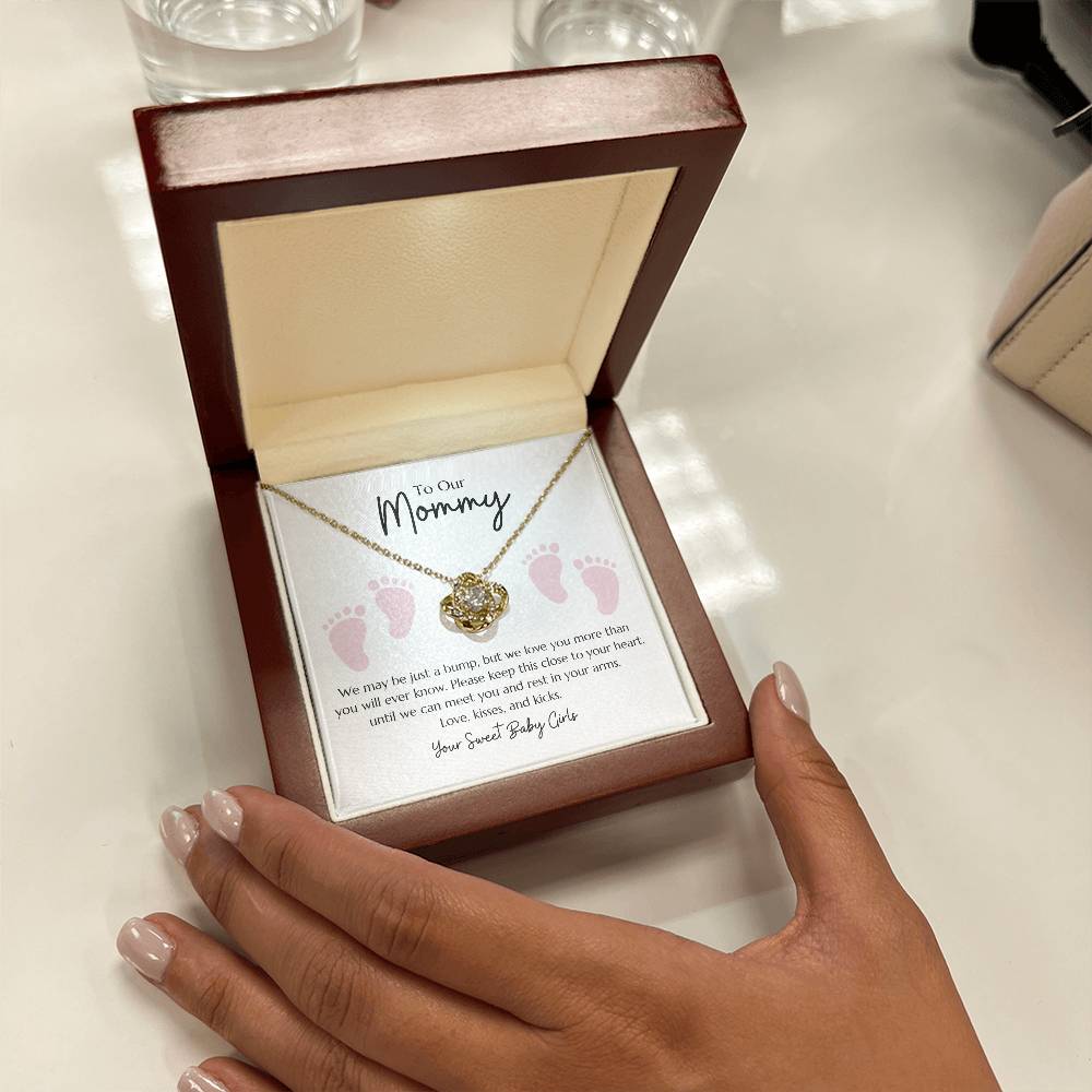 Love Knot Necklace "To our Mommy - From Twin Girls"