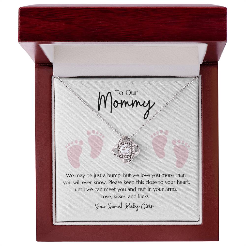 Love Knot Necklace "To my Mommy - From Twin Girls"