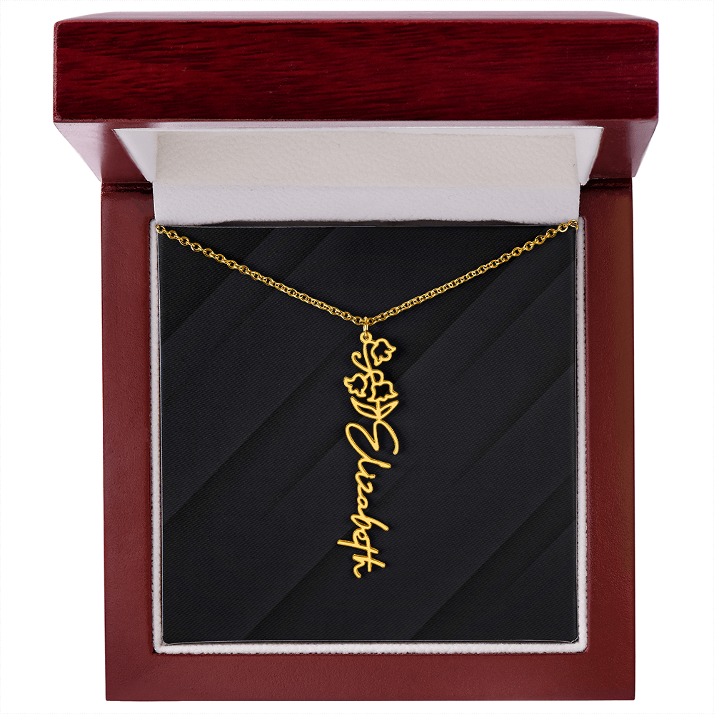 Personalized Name Necklace with Birth Flower