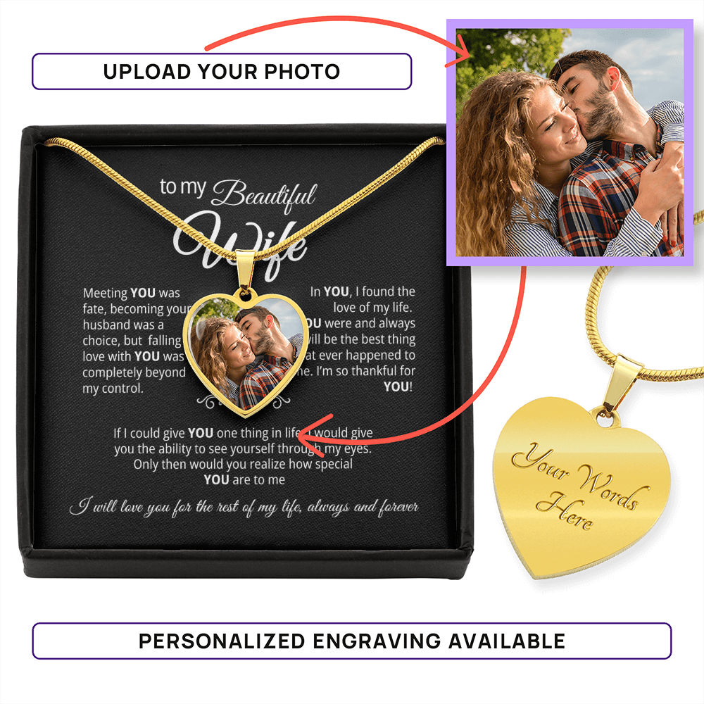 To My Wife - Custom Photo Heart Necklace