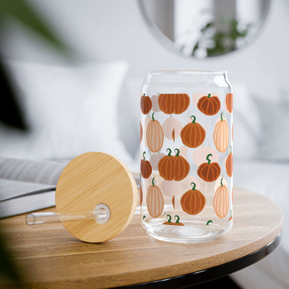 Pumpkin Sipper Glass, 16oz | Reusable Drinkware, Fall Decor, Eco-Friendly Cup, Autumn Theme, Cute Kitchen Gift