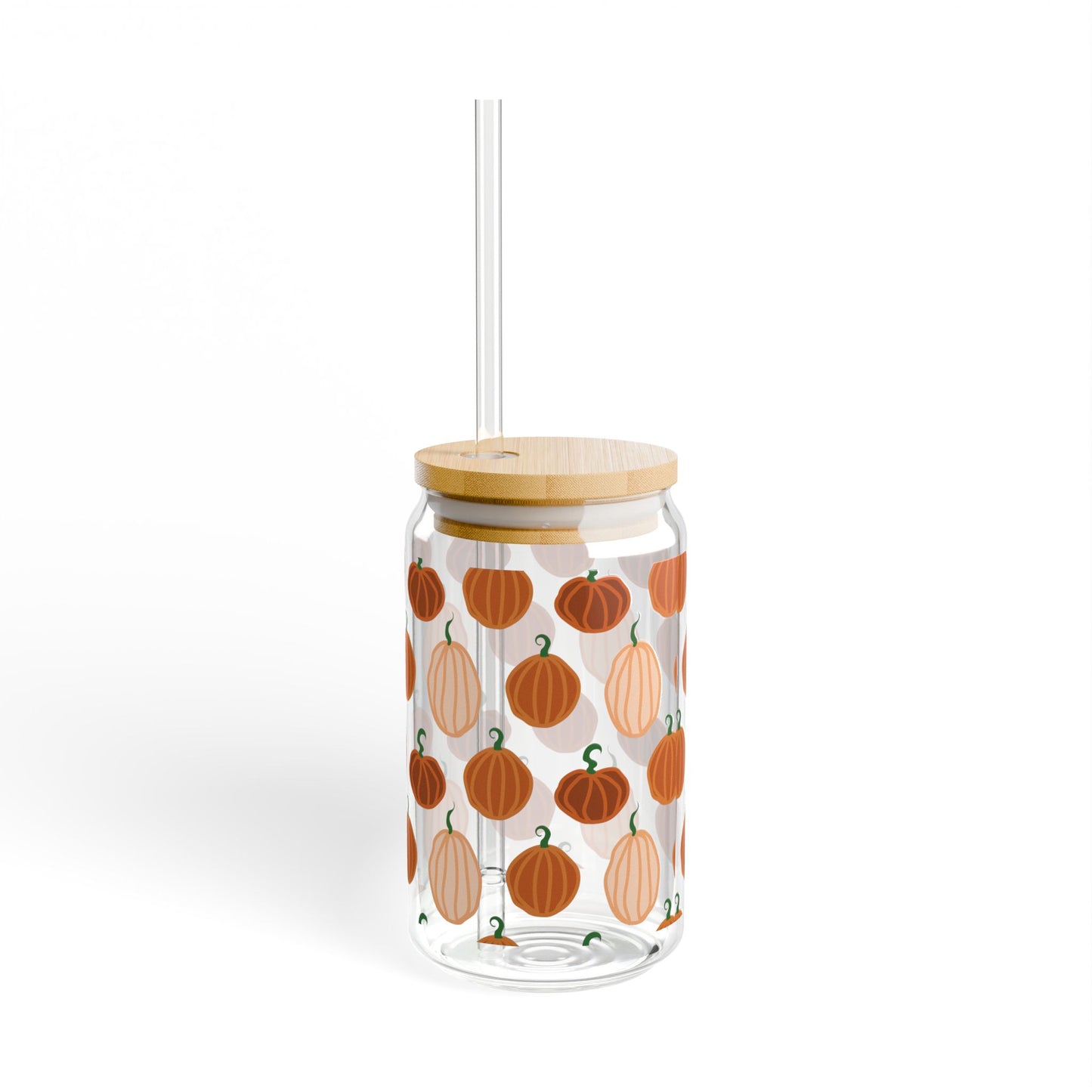 Pumpkin Sipper Glass, 16oz | Reusable Drinkware, Fall Decor, Eco-Friendly Cup, Autumn Theme, Cute Kitchen Gift