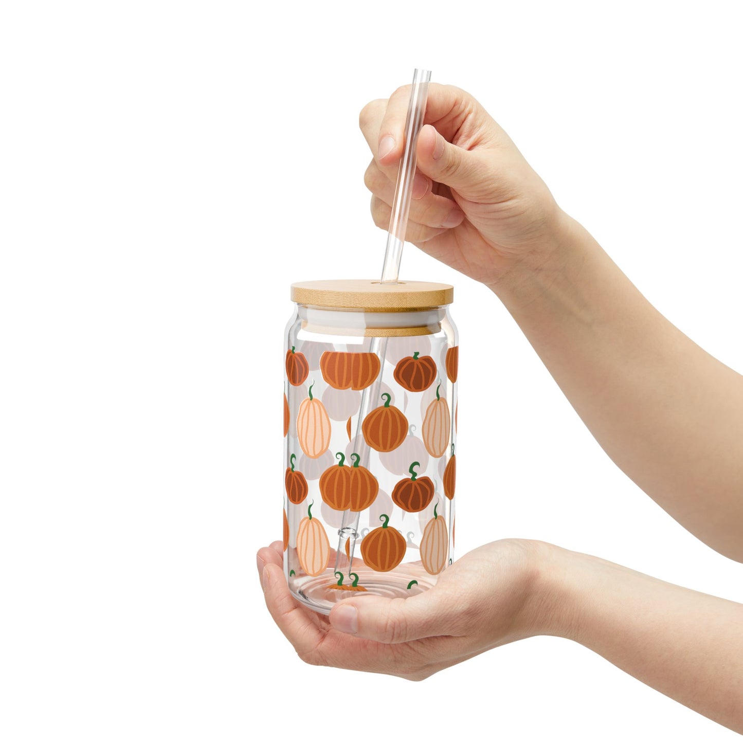 Pumpkin Sipper Glass, 16oz | Reusable Drinkware, Fall Decor, Eco-Friendly Cup, Autumn Theme, Cute Kitchen Gift
