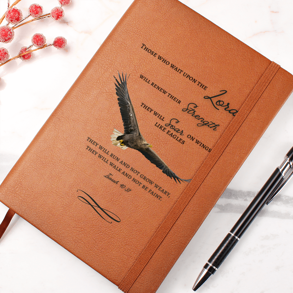 Leather Journal with Isaiah 40:31 Those who wait on the the Lord Soar with Eagles