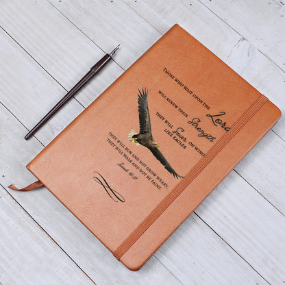 Leather Journal with Isaiah 40:31 Those who wait on the the Lord Soar with Eagles