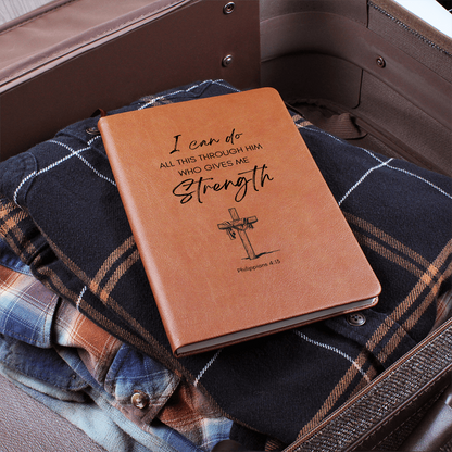 Leather Journal with Bible Scripture from Philippians 4:13