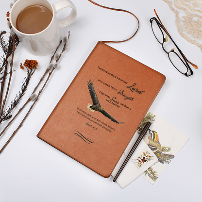 Leather Journal with Isaiah 40:31 Those who wait on the the Lord Soar with Eagles