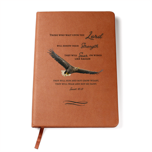 Leather Journal with Isaiah 40:31 Those who wait on the the Lord Soar with Eagles