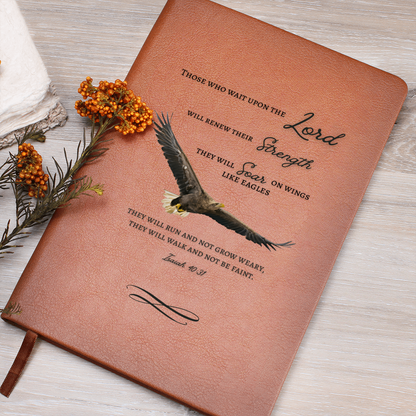 Leather Journal with Isaiah 40:31 Those who wait on the the Lord Soar with Eagles