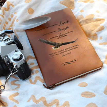 Leather Journal with Isaiah 40:31 Those who wait on the the Lord Soar with Eagles