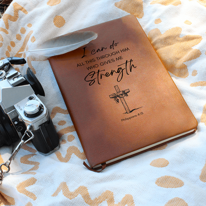 Leather Journal with Bible Scripture from Philippians 4:13