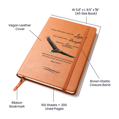 Leather Journal with Isaiah 40:31 Those who wait on the the Lord Soar with Eagles