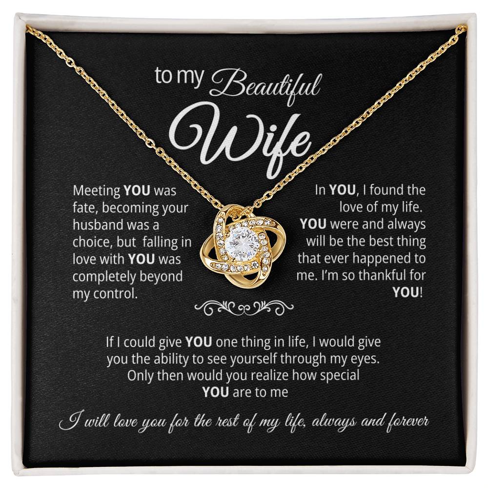 To My Beautiful Wife - Loveknot Necklace