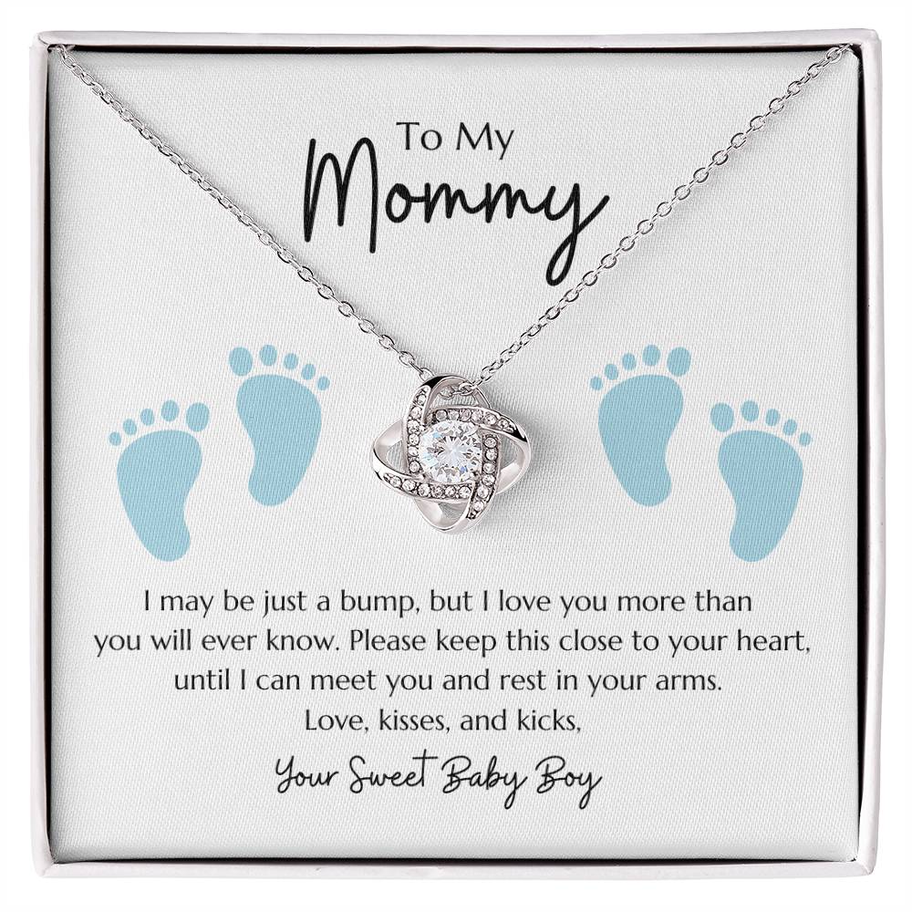 Love Knot Necklace "To my Mommy - From Baby Boy"