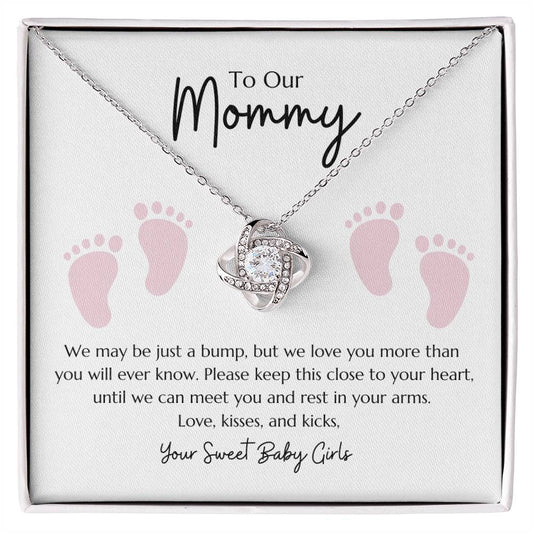 Love Knot Necklace "To my Mommy - From Twin Girls"