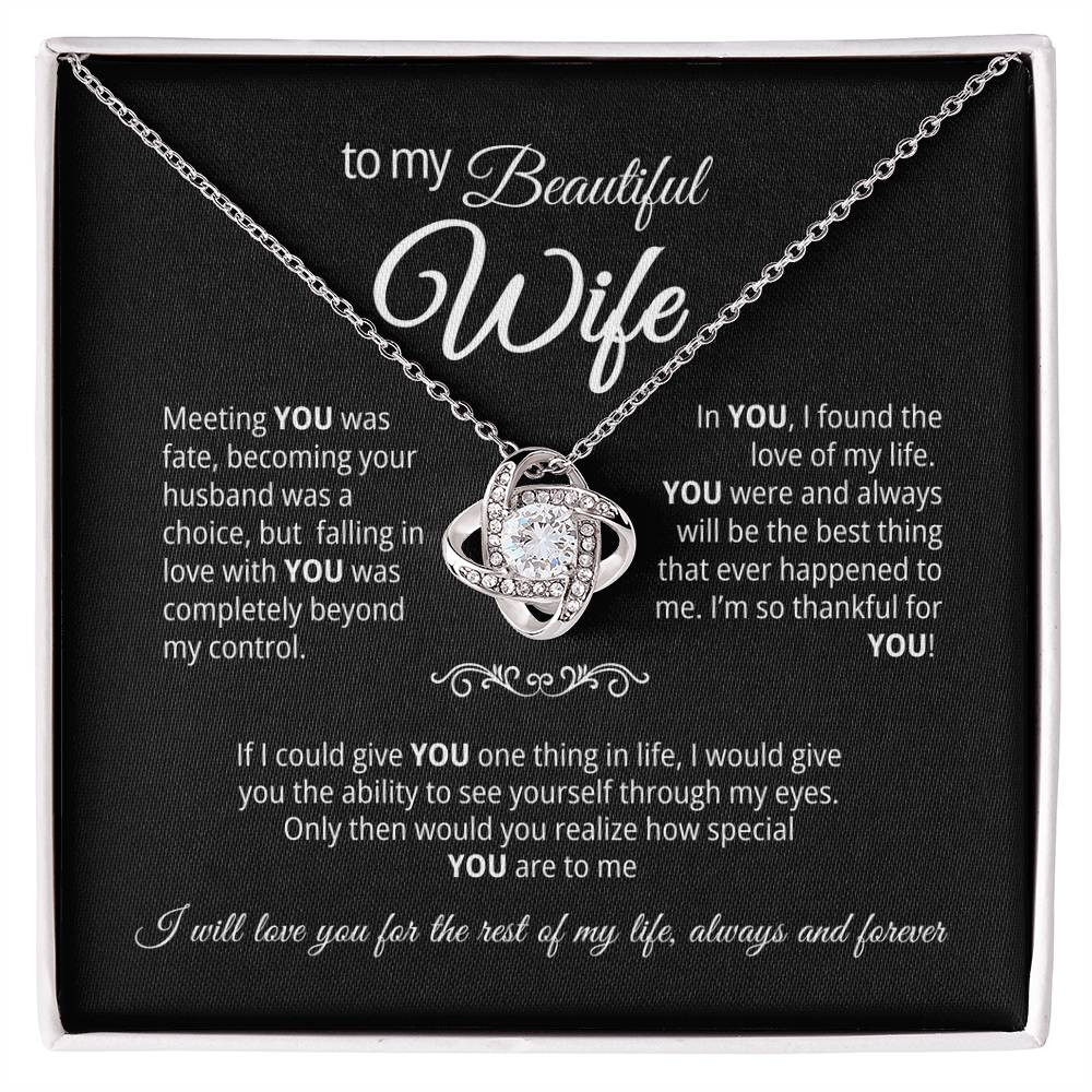 To My Beautiful Wife - Loveknot Necklace