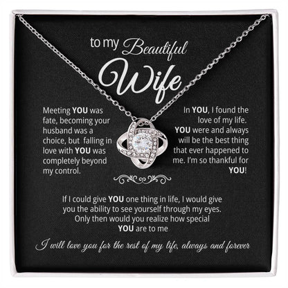 To My Beautiful Wife - Loveknot Necklace