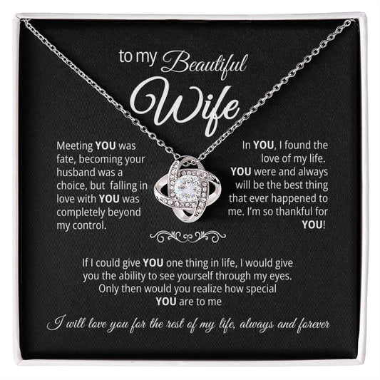 To My Beautiful Wife - Loveknot Necklace