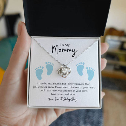 Love Knot Necklace "To my Mommy - From Baby Boy"