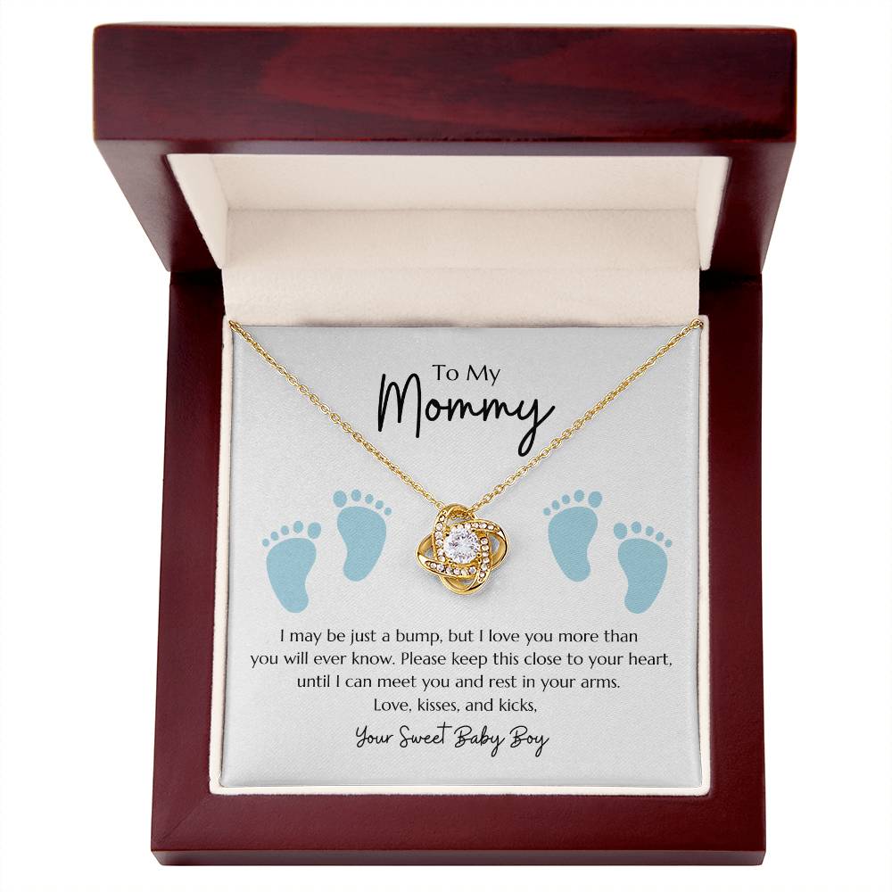 Love Knot Necklace "To my Mommy - From Baby Boy"