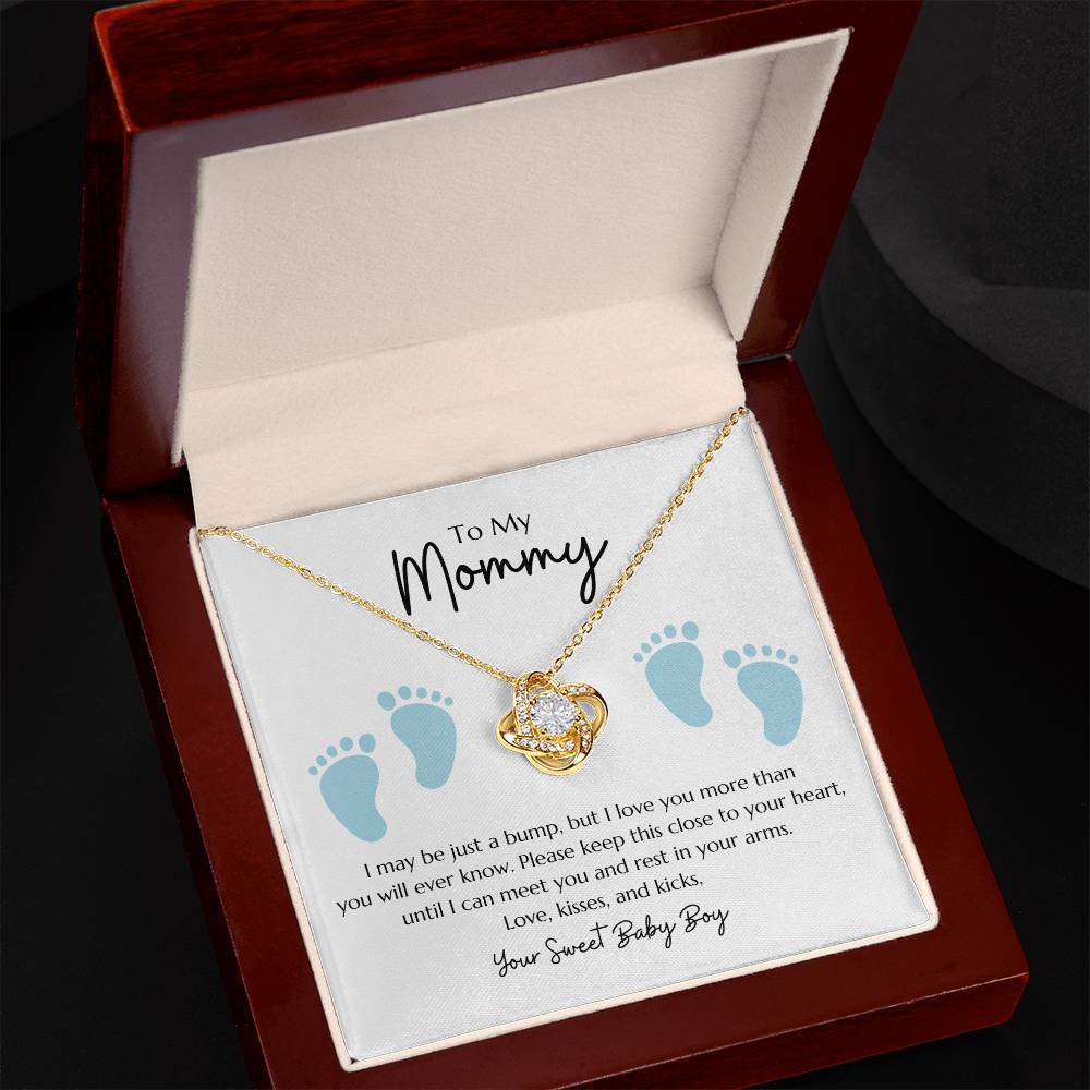 Love Knot Necklace "To my Mommy - From Baby Boy"