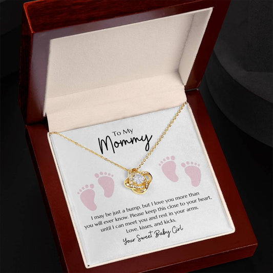 Love Knot Necklace "To my Mommy - From Baby Girl"