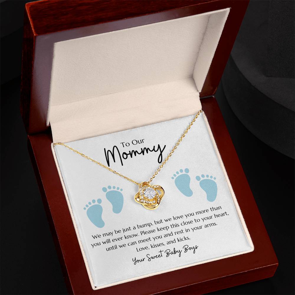 Love Knot Necklace "To my Mommy - From Twin Boys"