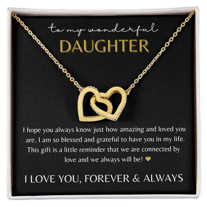 Interlocking Hearts Necklace - "To my Wonderful Daughter"