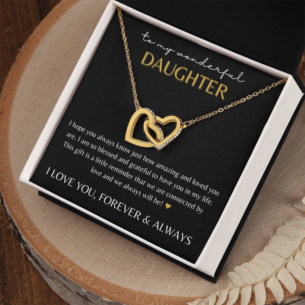 Interlocking Hearts Necklace - "To my Wonderful Daughter"