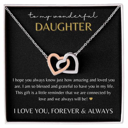 Interlocking Hearts Necklace - "To my Wonderful Daughter"