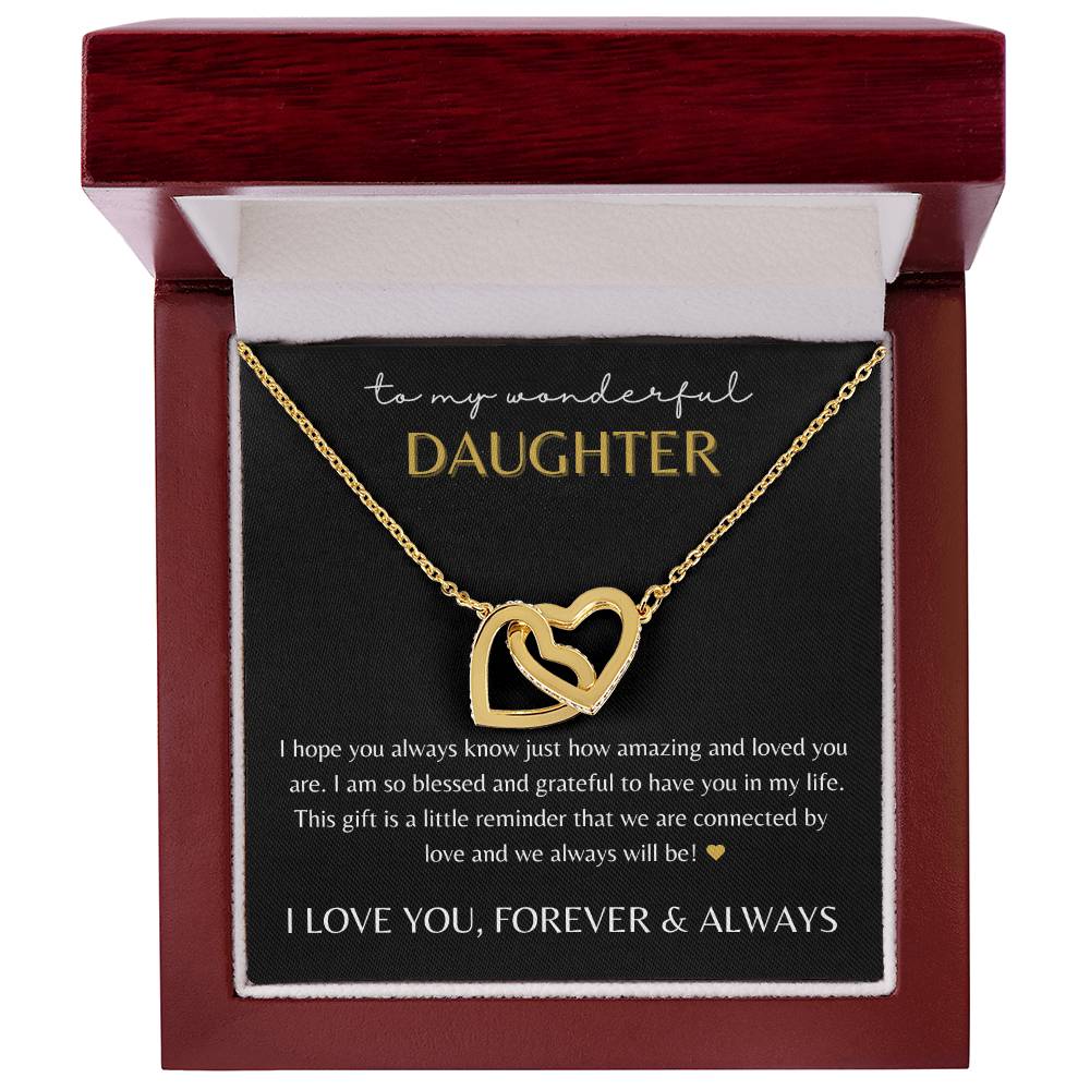 Interlocking Hearts Necklace - "To my Wonderful Daughter"