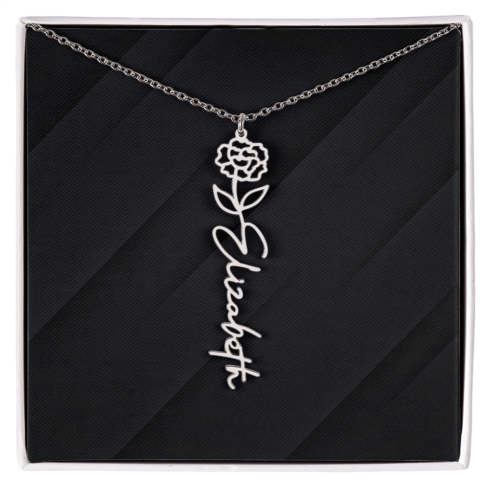 Personalized Name Necklace with Birth Flower