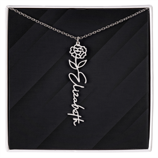 Personalized Name Necklace with Birth Flower