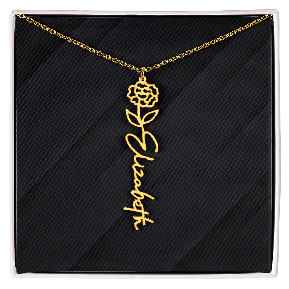 Personalized Name Necklace with Birth Flower