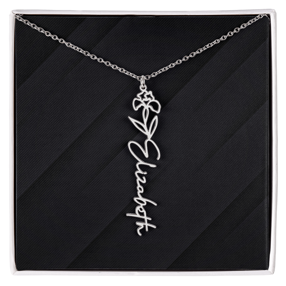 Personalized Name Necklace with Birth Flower