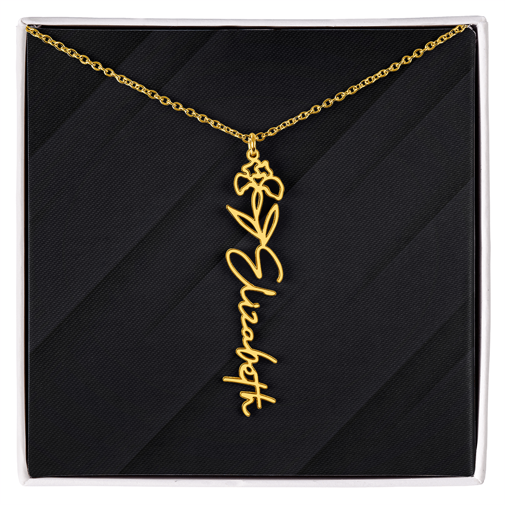 Personalized Name Necklace with Birth Flower