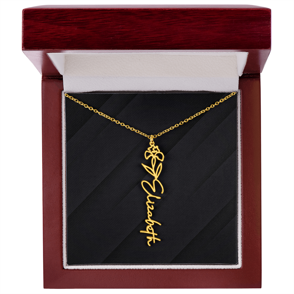 Personalized Name Necklace with Birth Flower