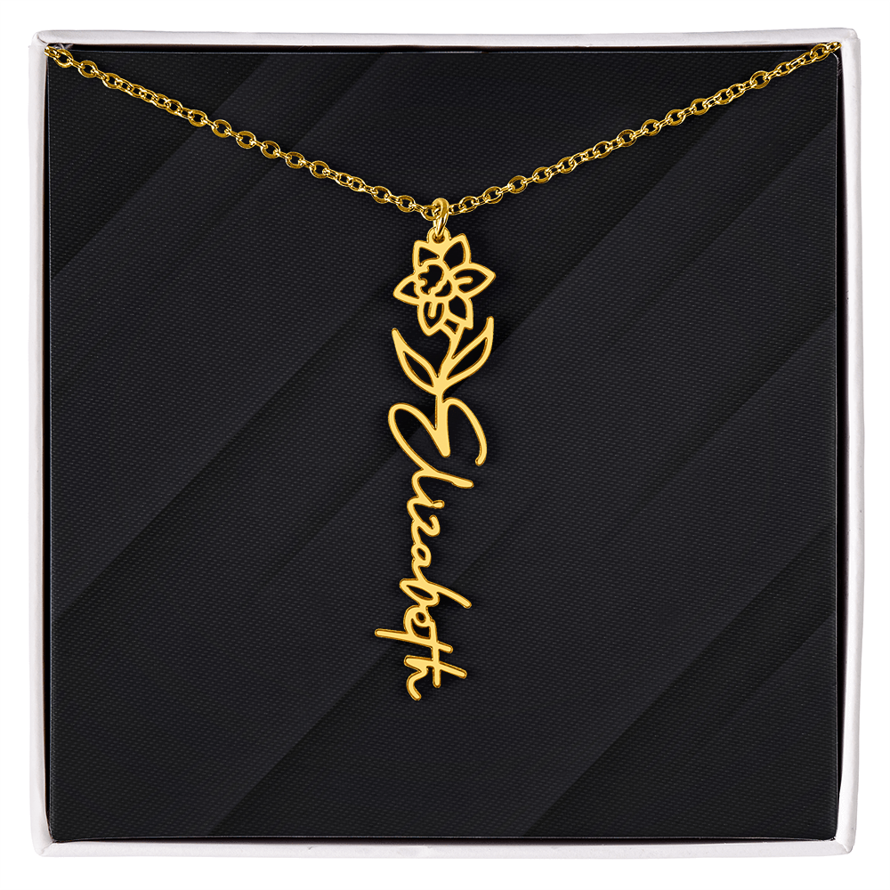 Personalized Name Necklace with Birth Flower