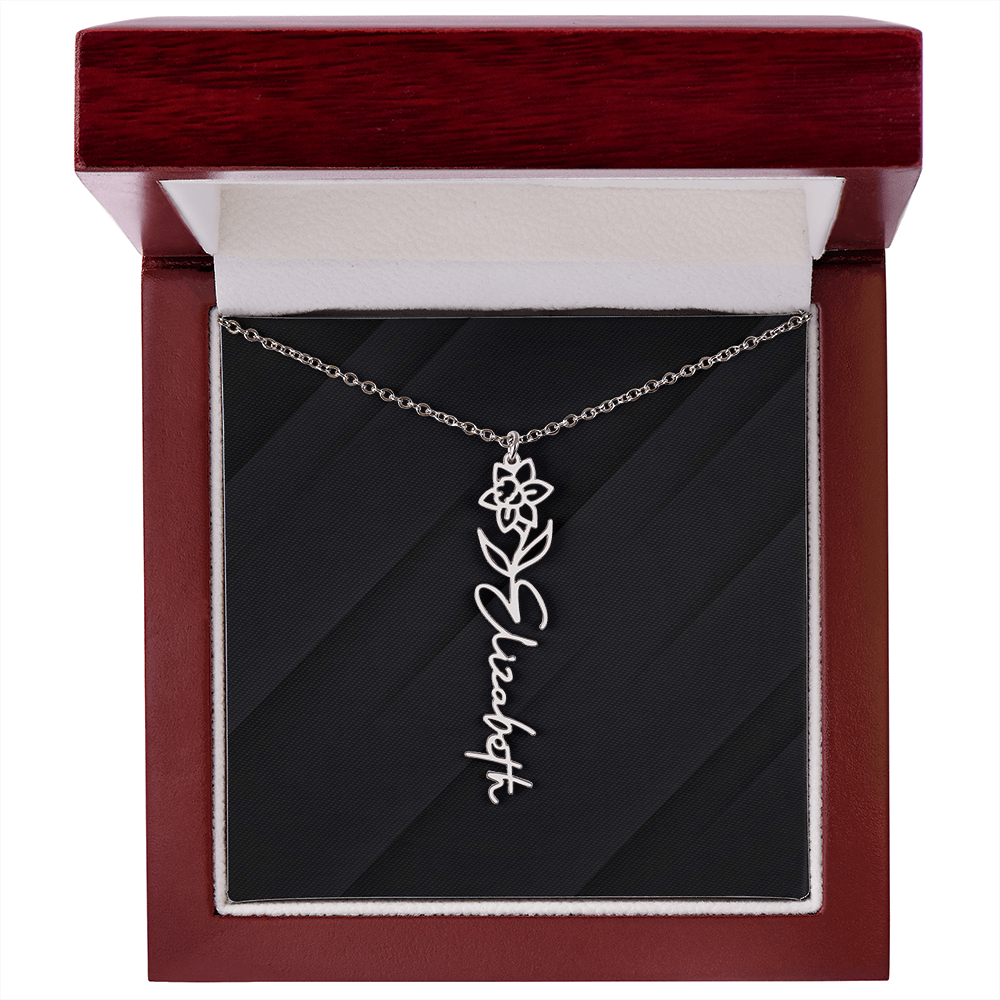Personalized Name Necklace with Birth Flower