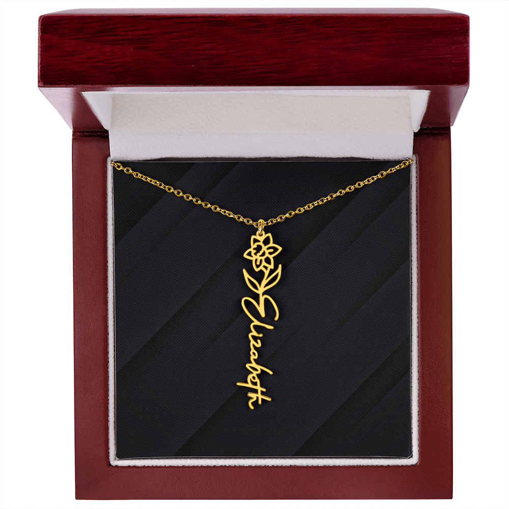 Personalized Name Necklace with Birth Flower