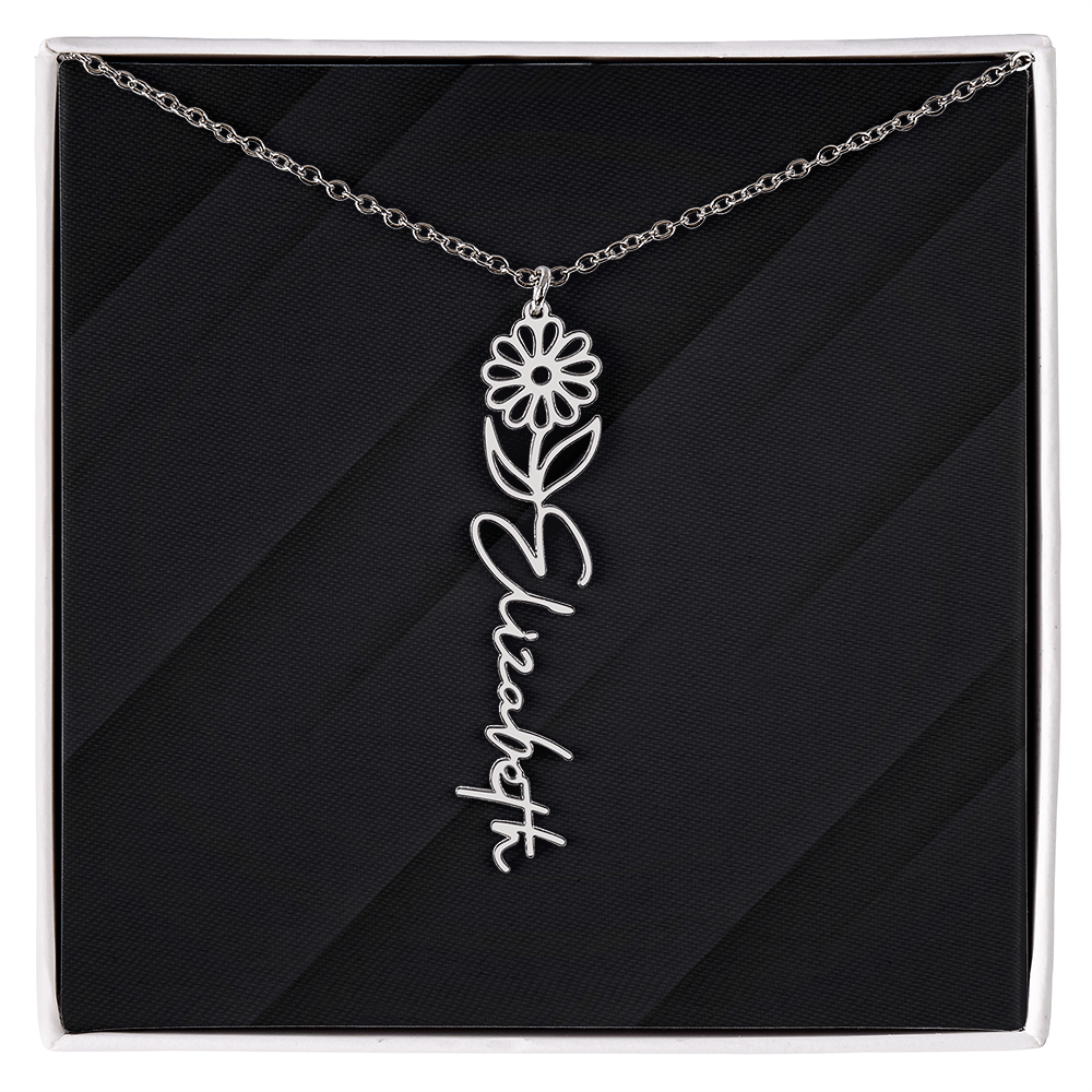 Personalized Name Necklace with Birth Flower