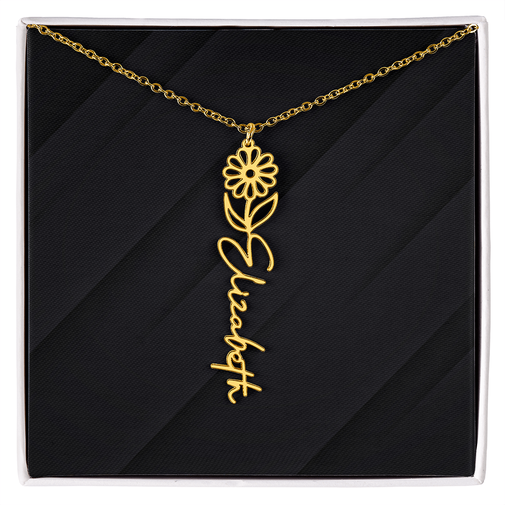 Personalized Name Necklace with Birth Flower