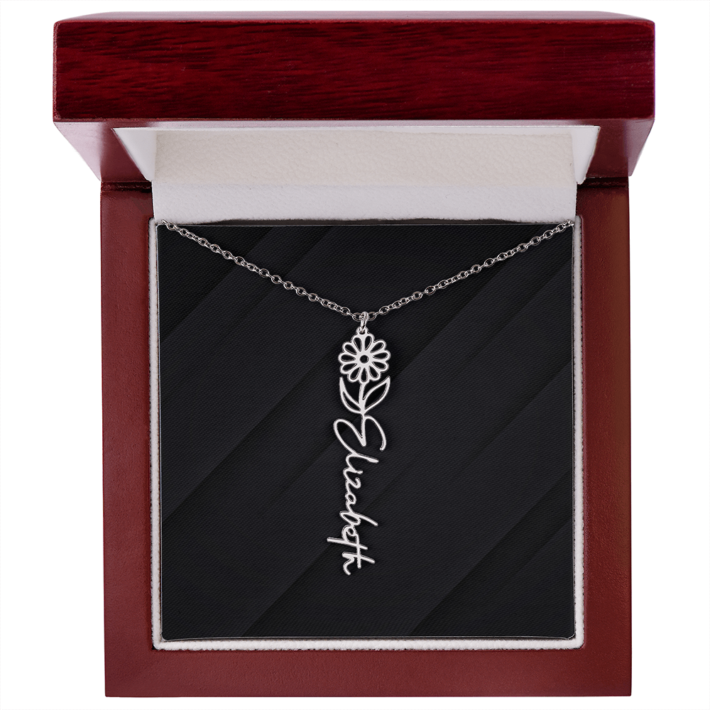 Personalized Name Necklace with Birth Flower