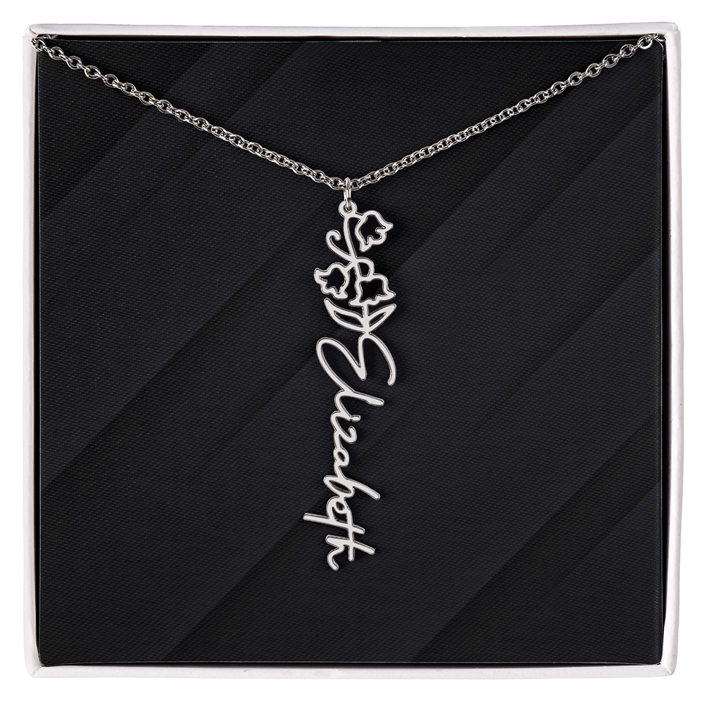 Personalized Name Necklace with Birth Flower