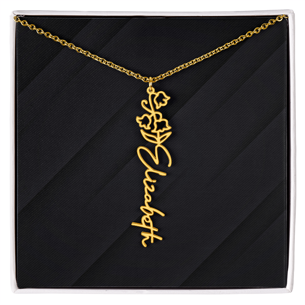 Personalized Name Necklace with Birth Flower