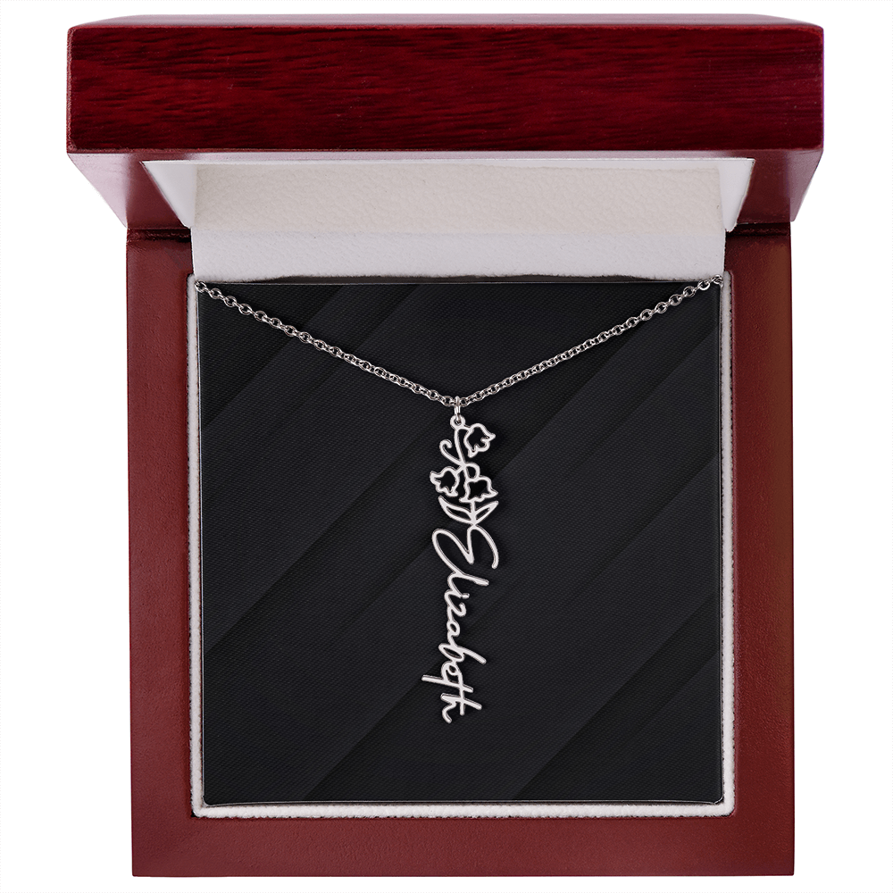 Personalized Name Necklace with Birth Flower